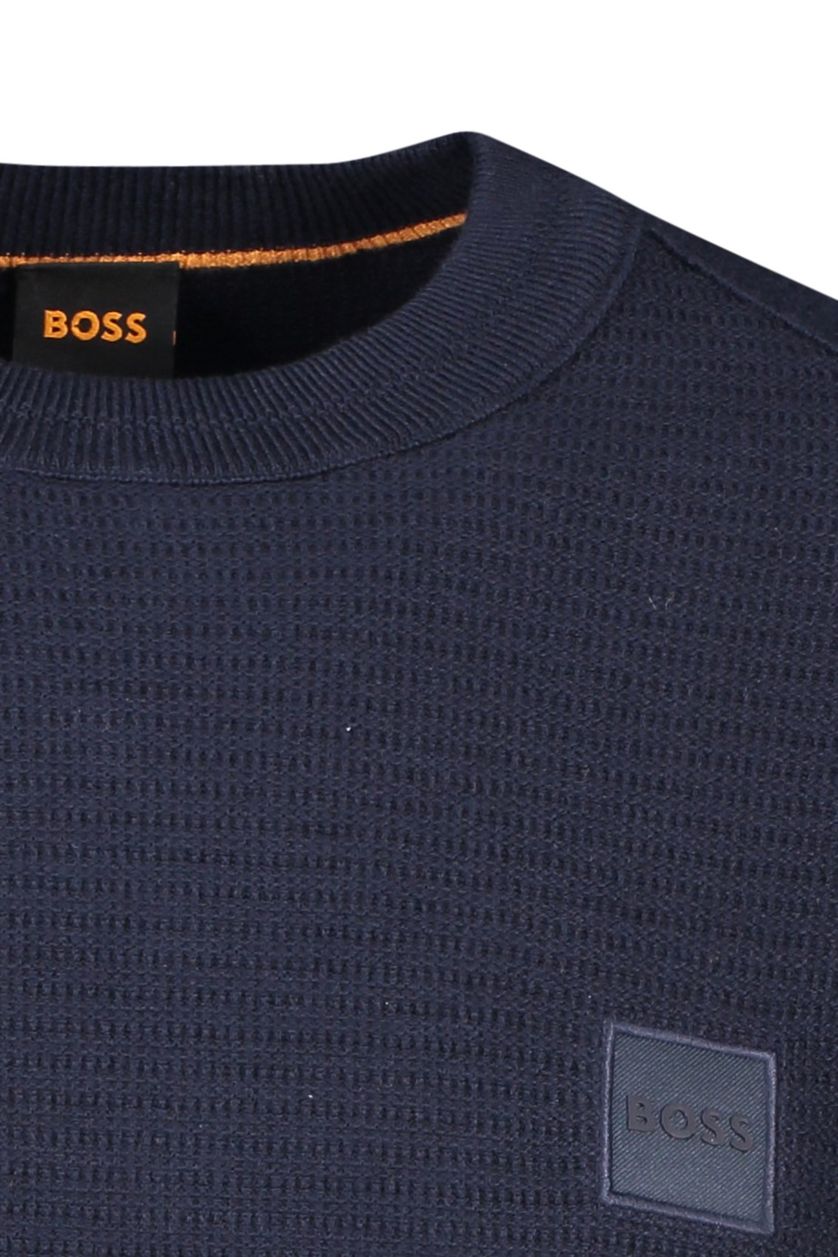Hugo Boss trui donkerblauw 100% katoen ronde hals 