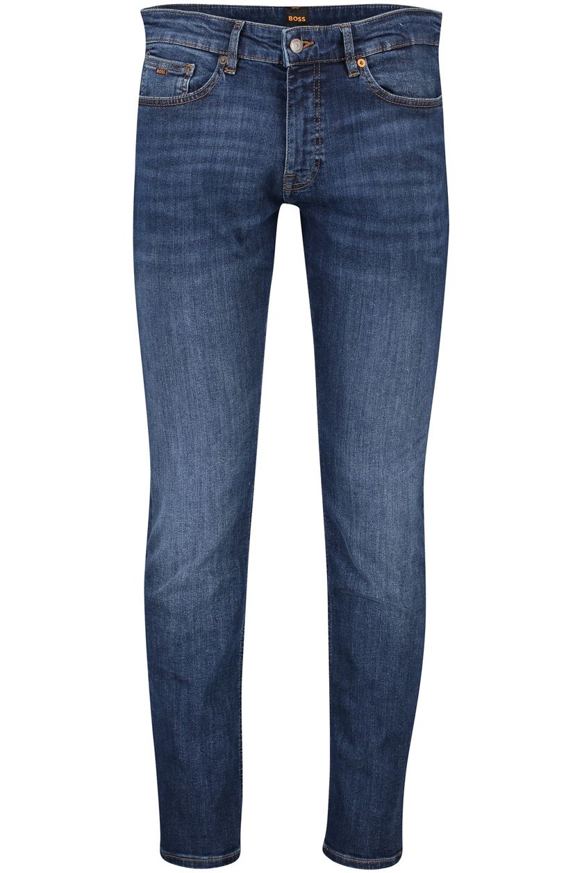 Hugo Boss jeans blauw effen katoen steekzakken 