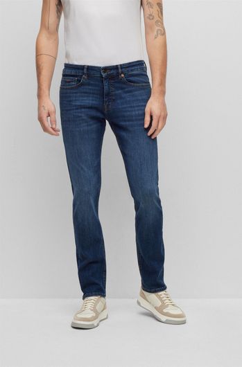 Hugo Boss jeans blauw effen katoen met steekzakken 