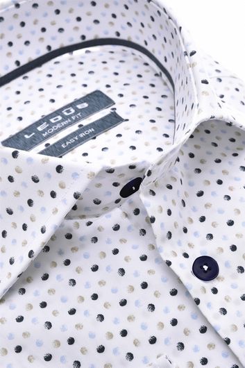 business overhemd Ledub Modern Fit wit geprint katoen normale fit 