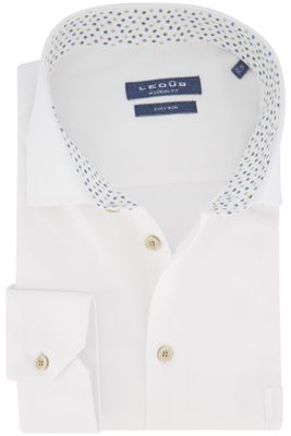 Ledub Ledub zakelijk overhemd normale fit wit effen katoen stretch