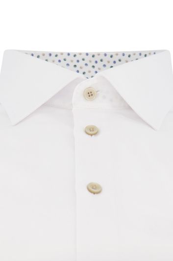 Ledub zakelijk overhemd normale fit wit effen katoen stretch