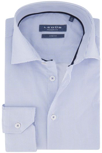 Overhemd Ledub Modern Fit lichtblauw geprint