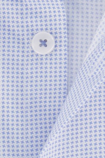 Ledub overhemd Modern Fit lichtblauw geprint