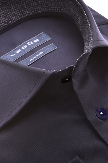 business overhemd Ledub Modern Fit donkerblauw effen katoen normale fit 