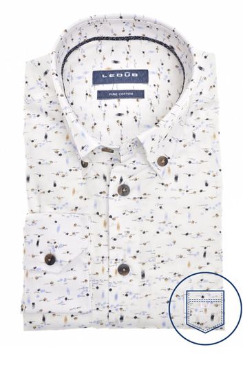 business overhemd Ledub Modern Fit wit geprint katoen normale fit 