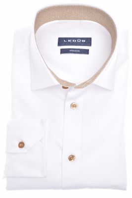Ledub Ledub zakelijk overhemd Modern Fit wit effen katoen