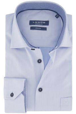 Ledub Ledub overhemd strijkvrij Modern Fit lichtblauw effen katoen
