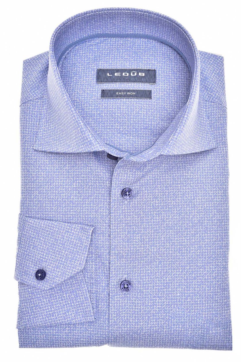 Ledub zakelijk overhemd Modern Fit blauw geprint katoen
