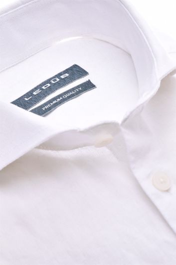 business overhemd Ledub Modern Fit wit effen linnen normale fit 