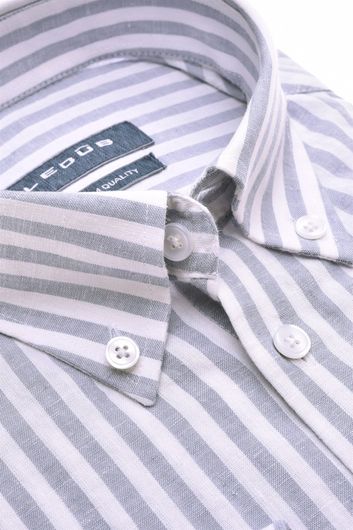 Ledub business overhemd normale fit blauw wit gestreept linnen