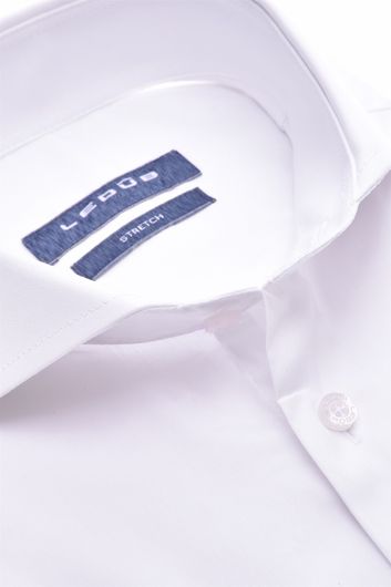 Ledub business overhemd Modern Fit wit effen katoen-stretch