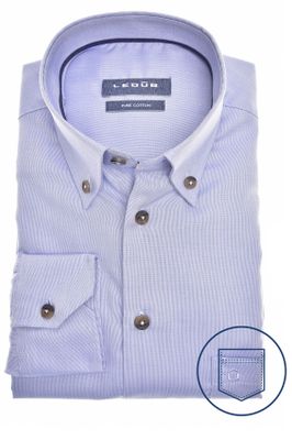 Ledub Ledub business overhemd Modern Fit lichtblauw effen 100% katoen 