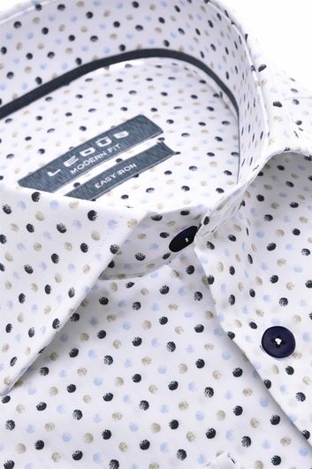 Ledub overhemd mouwlengte 7 Modern Fit navy geprint katoen