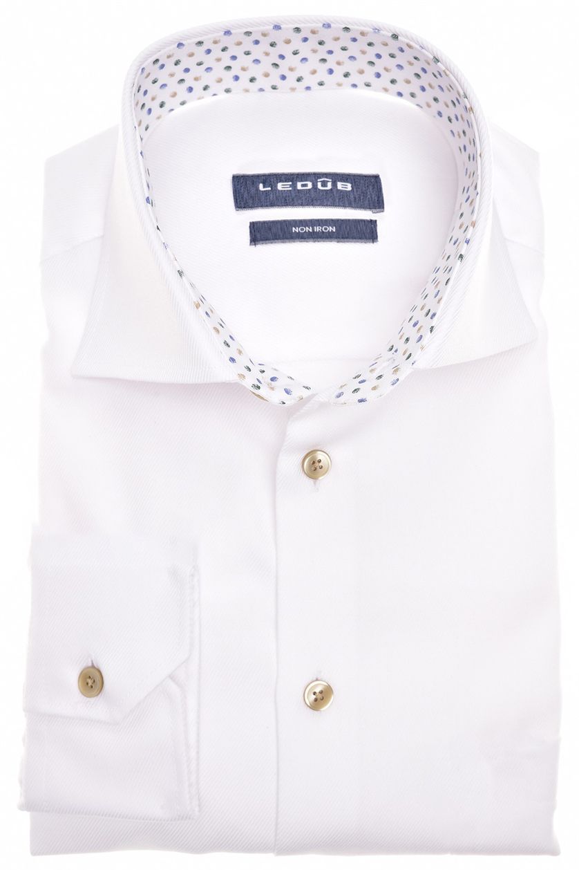Mouwlengte 7 overhemd Ledub Modern Fit wit easy iron