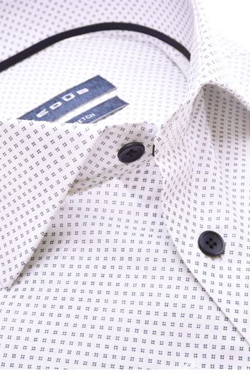 Ledub overhemd mouwlengte 7 Modern Fit wit met print katoen