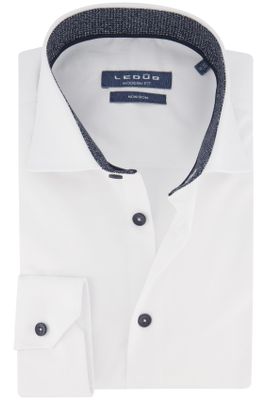 Ledub overhemd mouwlengte 7 Ledub Modern Fit wit effen katoen normale fit 