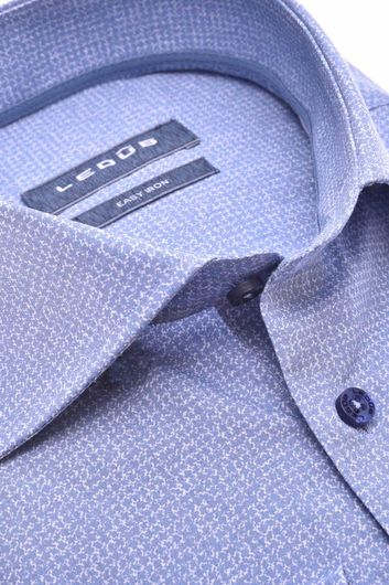 Ledub overhemd mouwlengte 7 normale fit blauw geprint 100% katoen