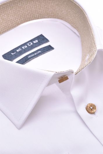 Ledub overhemd mouwlengte 7 Modern Fit wit effen katoen
