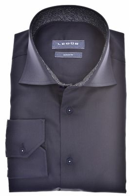 Ledub Ledub business overhemd normale fit donkerblauw effen katoen strijkvrij