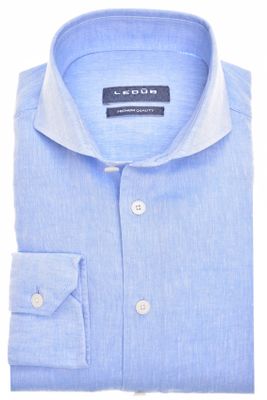 Ledub Ledub business overhemd Modern Fit New lichtblauw effen linnen