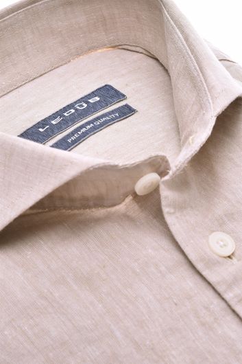 Ledub business overhemd Modern Fit bruin effen 100% katoen