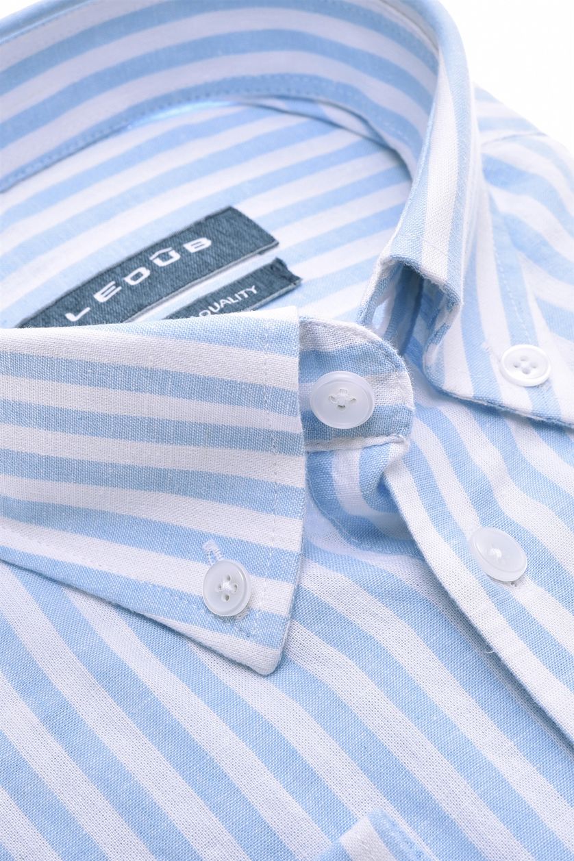 Ledub zakelijk overhemd Modern Fit New lichtblauw gestreept linnen
