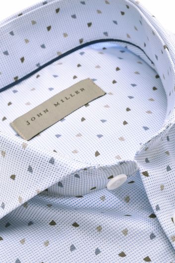 John Miller business overhemd John Miller Slim Fit slim fit lichtblauw geprint katoen