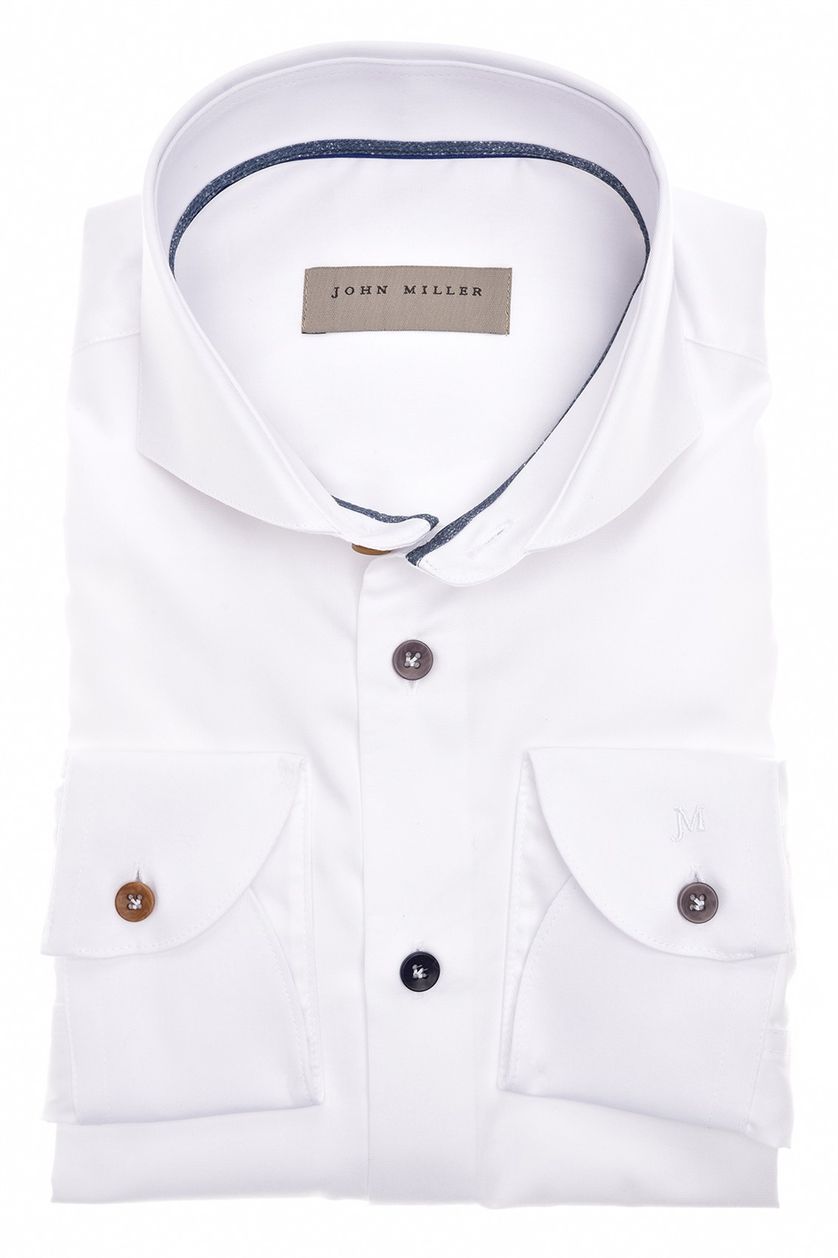 John Miller business overhemd wit effen katoen Tailored Fit