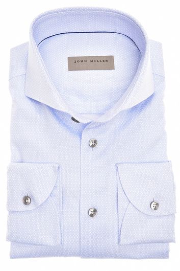 John Miller business overhemd John Miller Slim Fit slim fit lichtblauw wit geprint katoen