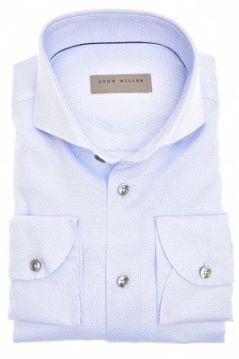 John Miller John Miller business overhemd John Miller Slim Fit slim fit lichtblauw wit geprint katoen