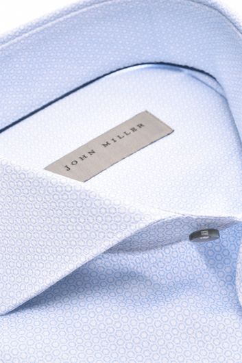 John Miller business overhemd John Miller Slim Fit slim fit lichtblauw wit geprint katoen