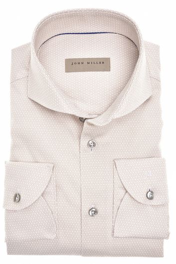John Miller business overhemd John Miller Slim Fit slim fit bruin geprint katoen