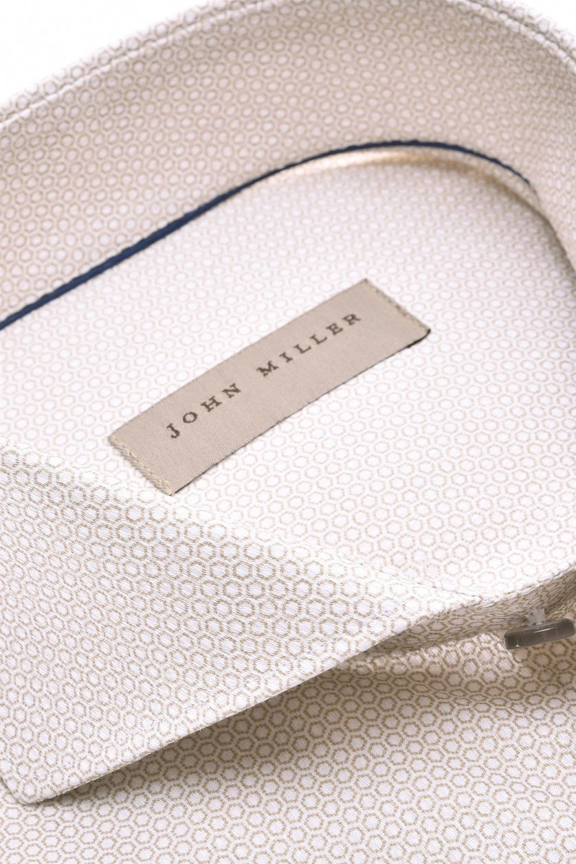 John Miller business overhemd bruin geprint 100% katoen slim fit