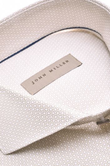John Miller business overhemd John Miller Slim Fit slim fit bruin geprint katoen