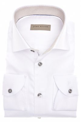 John Miller John Miller business overhemd wit effen 100% katoen slim fit strijkvrij