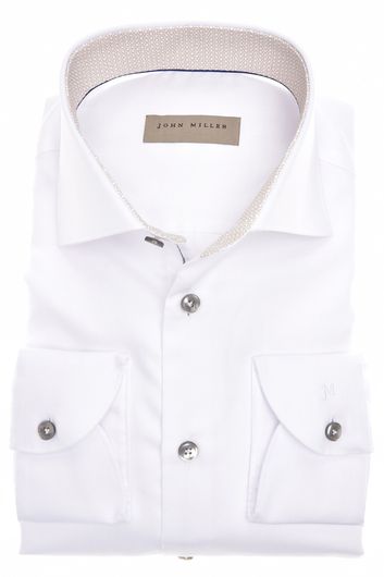 John Miller zakelijk overhemd slim fit wit effen 100% katoen