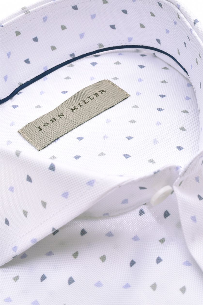 John Miller zakelijk overhemd wit geprint katoen slim fit