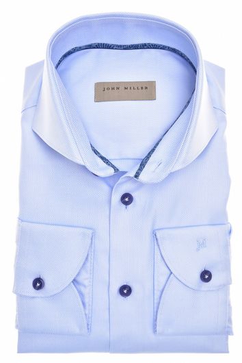 John Miller business overhemd slanke fit lichtblauw effen katoen