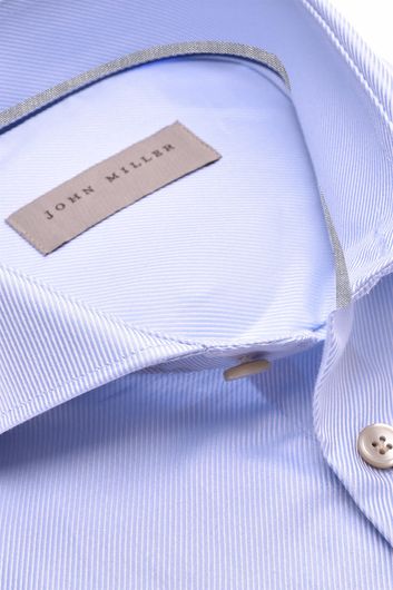 John Miller overhemd mouwlengte 7 slim fit lichtblauw effen 100% katoen