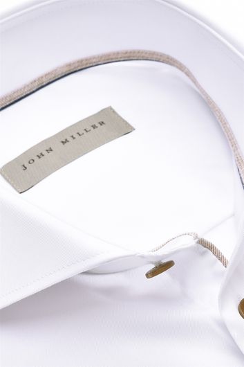 John Miller overhemd mouwlengte 7 slim fit wit effen katoen strijkvrij