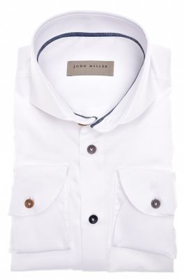 John Miller John Miller business overhemd mouwlengte 7 wit effen katoen slim fit