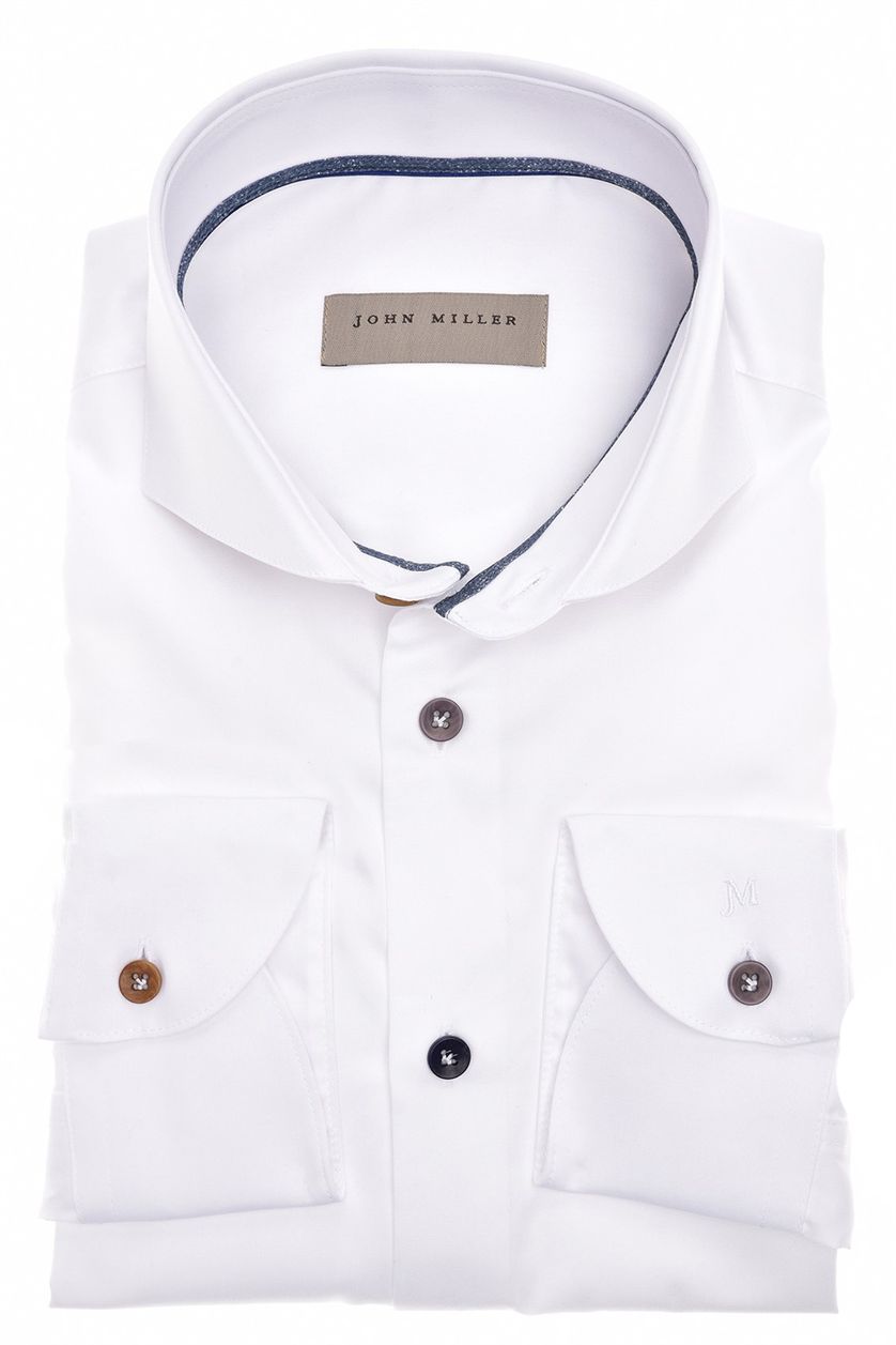 John Miller business overhemd mouwlengte 7 wit effen katoen slim fit