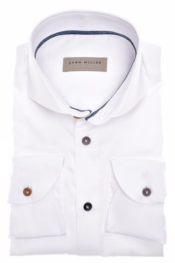 Nette John Miller overhemd mouwlengte 7 slim fit wit effen katoen
