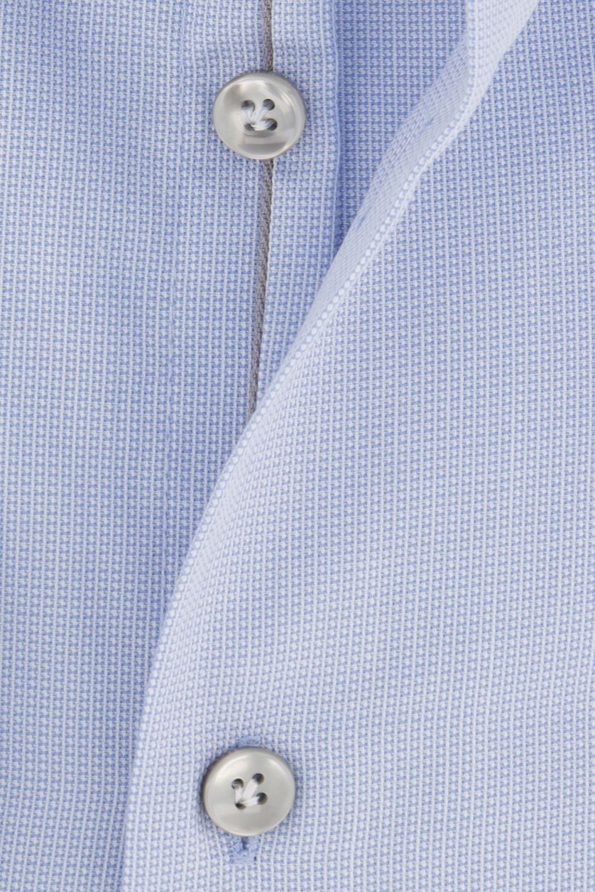 John Miller overhemd mouwlengte 7 blauw effen,  met print katoen normale fit