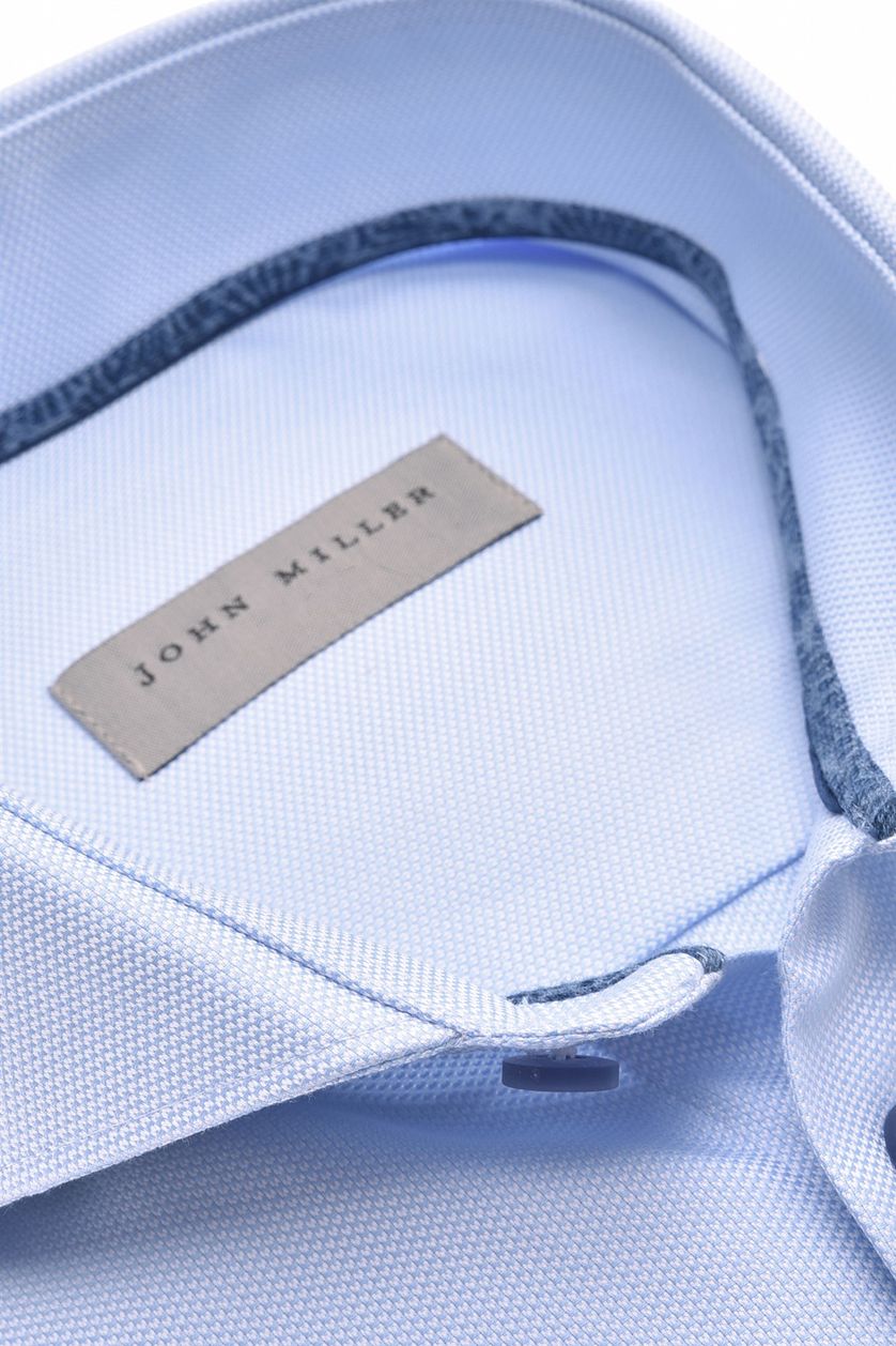 John Miller overhemd lichtblauw effen slim fit katoen extra lange mouwen