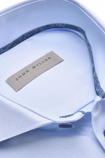 John Miller overhemd mouwlengte 7 John Miller Slim Fit slim fit lichtblauw effen katoen