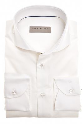 John Miller John Miller overhemd mouwlengte 7 extra slim fit wit effen 100% katoen