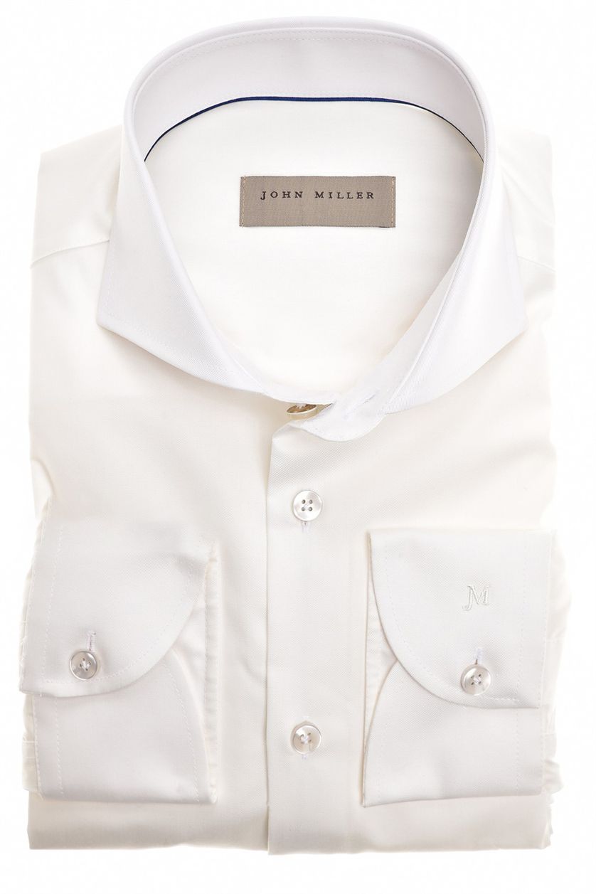 John Miller zakelijk overhemd mouwlengte 7 wit effen katoen slim fit