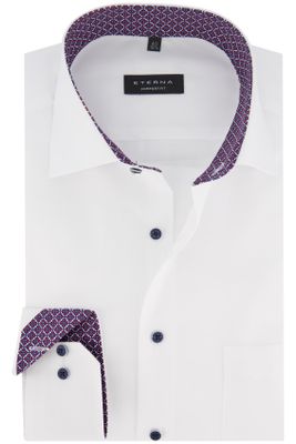 Eterna Eterna overhemd mouwlengte 7 Comfort Fit wit katoen strijkvrij